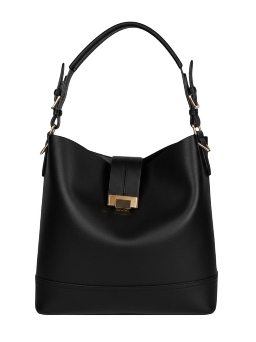 Topshop Black Faux Leather Top-Handle Hobo Bag